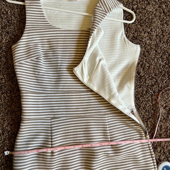 Banana Republic White & Tan Striped Sleeveless Dress Size 2 Petite - Picture 9 of 9